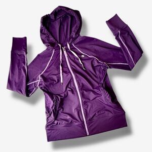 Y2K Champion Women's Deep Purple Zip Up Hoodie With Pockets